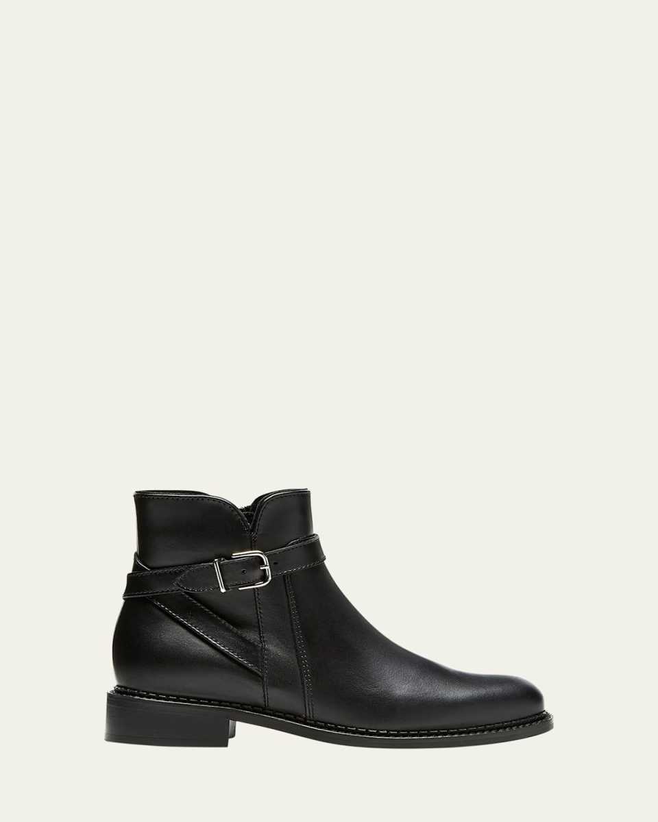 Sarah Leather Buckle Ankle Boots